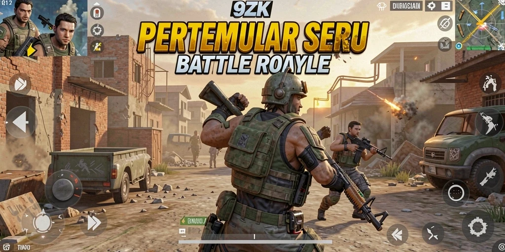 Tampilan gameplay 9ZK yang mendebarkan di arena Battle Royale.