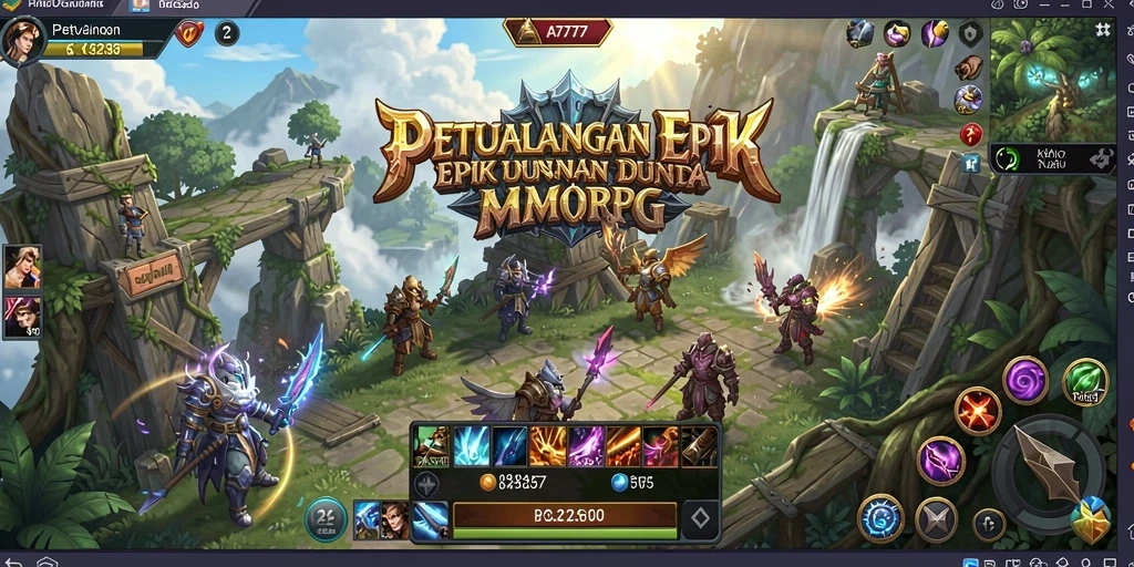 Gameplay A7777 dengan pertarungan epik dan eksplorasi dunia fantasi.