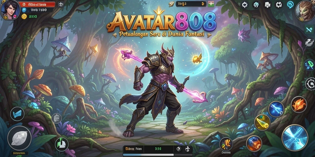 Tampilan utama gameplay AVATAR808 dengan karakter menjelajahi dunia petualangan.