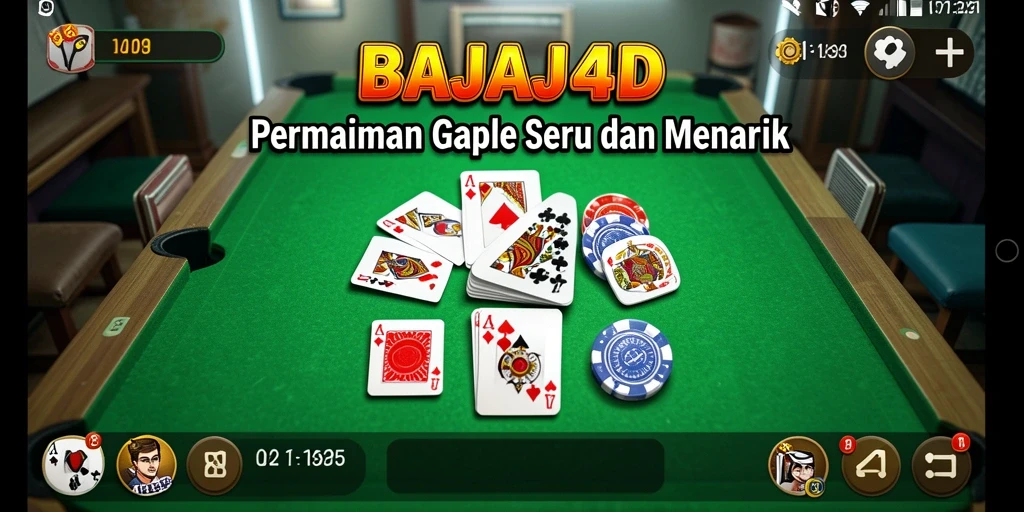Tampilan utama gameplay BAJAJ4D menampilkan suasana bermain Gaple yang seru.