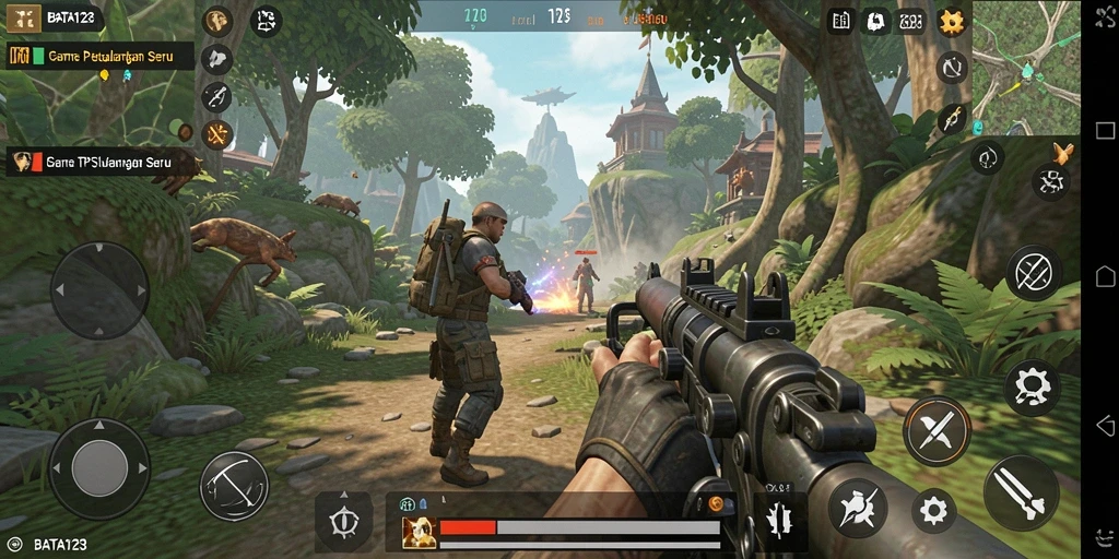 Screenshot gameplay BATA123 menampilkan aksi seru dalam pertempuran TPS.