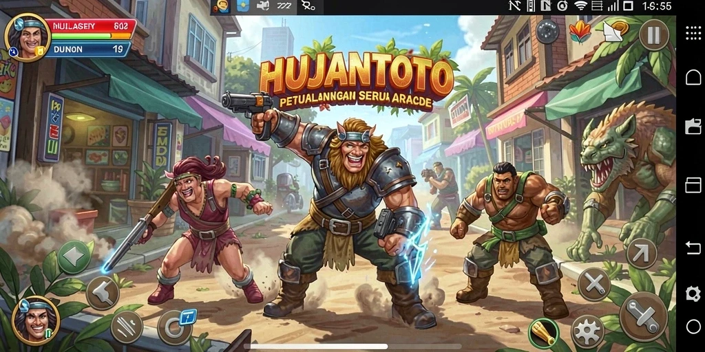 Tampilan gameplay HUJANTOTO yang penuh warna dan dinamis.