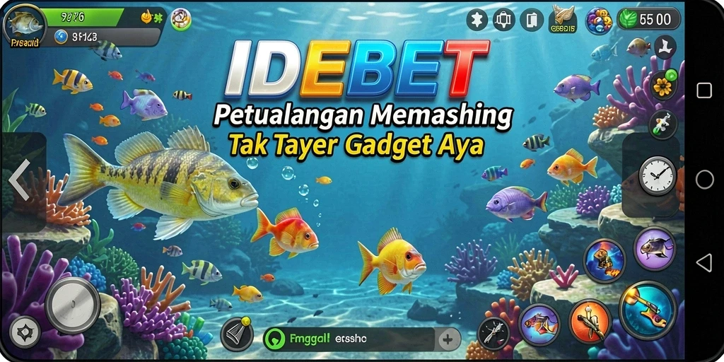 Tampilan gameplay menakjubkan di <strong>IDEBET</strong> saat memancing di danau.