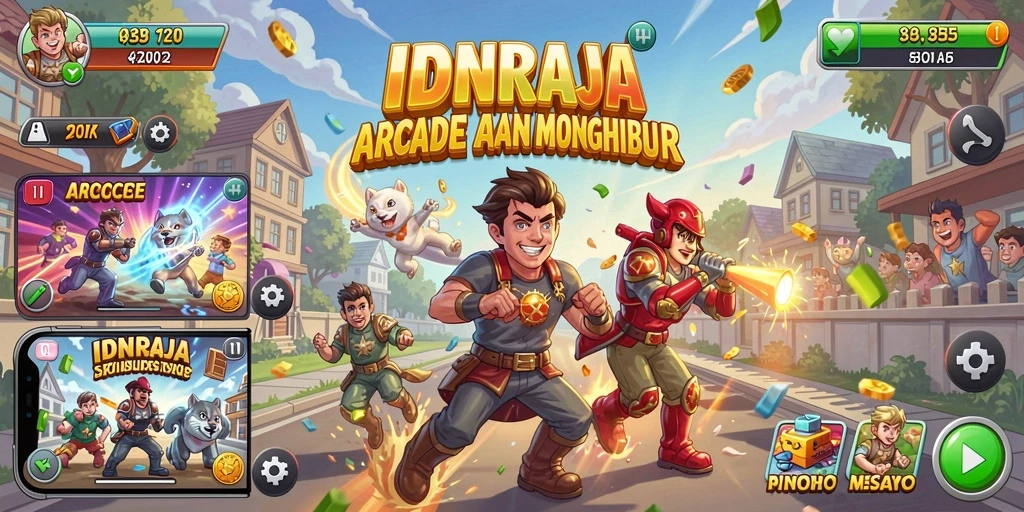 Tampilan gameplay seru di IDNRAJA dengan aksi arcade dinamis.