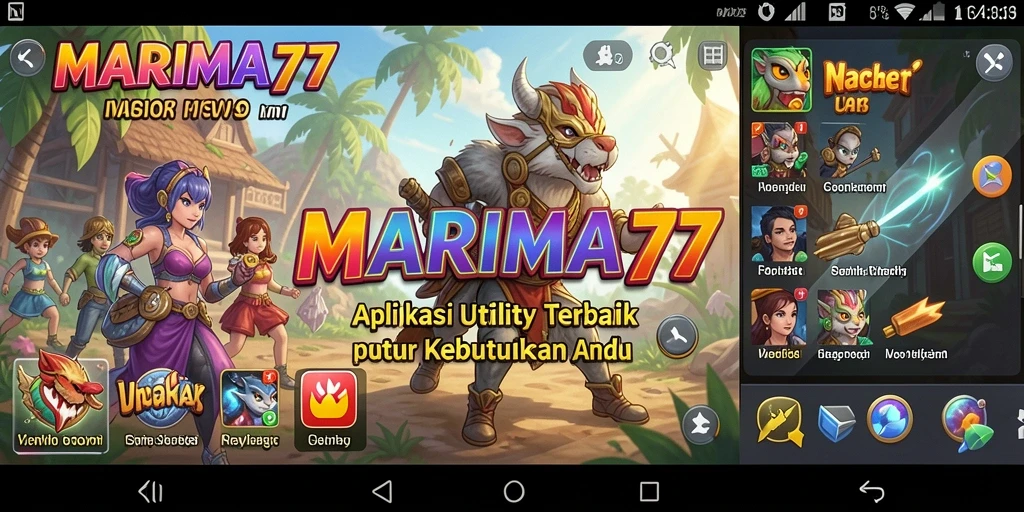 Tampilan antarmuka utama MARIMA77 yang jelas dan fungsional.