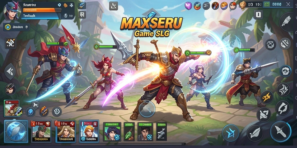 Tampilan gameplay menarik dari MAXSERU, menunjukkan strategi SLG yang mendalam.