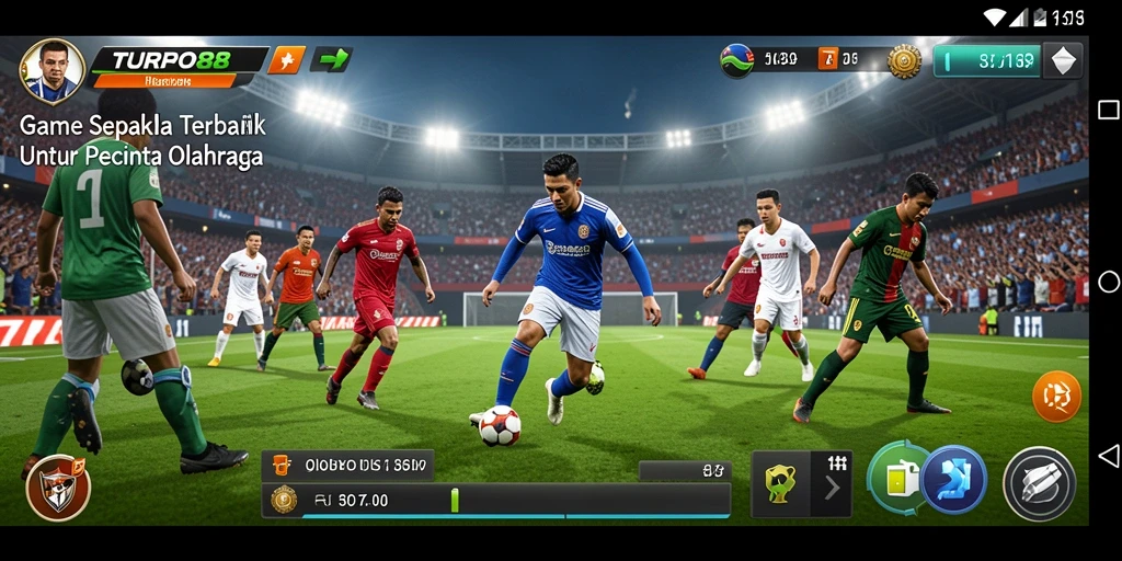 Tampilan gameplay yang mendebarkan dari game sepak bola TURBO88.